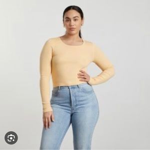 Everlane Pima Micro-rib Cropped Long-Sleeve Crew XS